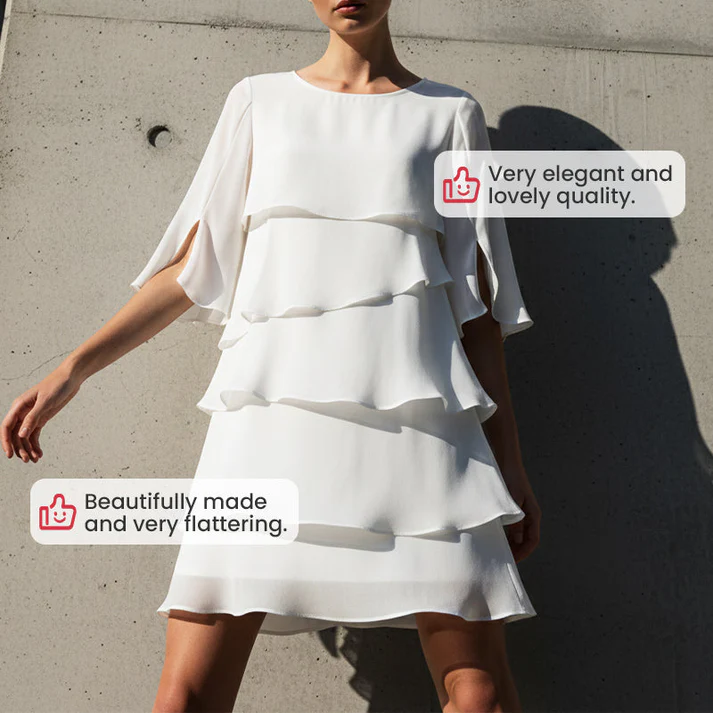 🎁 50% OFF! Women's Elegant Layered Ruffle Sleeve Dress – Effortless Style for Every Occasion 💃 - Image 5