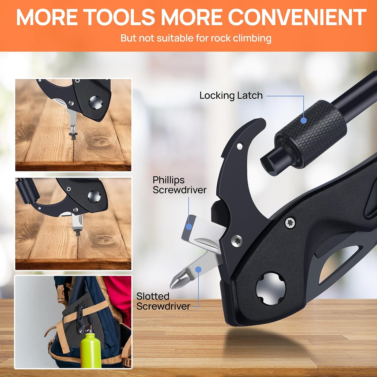 All-in-One Carabiner Multi Tool – Compact EDC Keychain with Knife & Screwdriver - Image 9