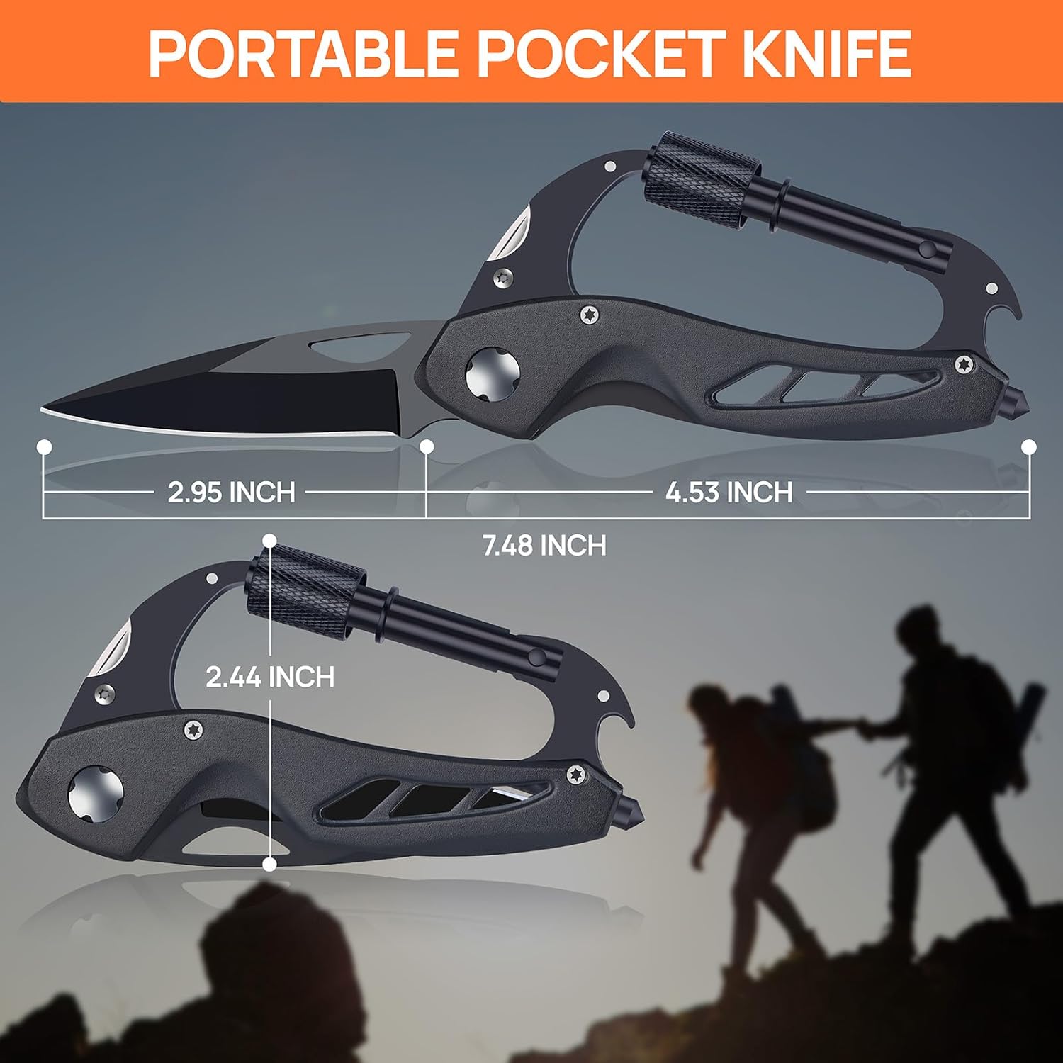 All-in-One Carabiner Multi Tool – Compact EDC Keychain with Knife & Screwdriver - Image 11