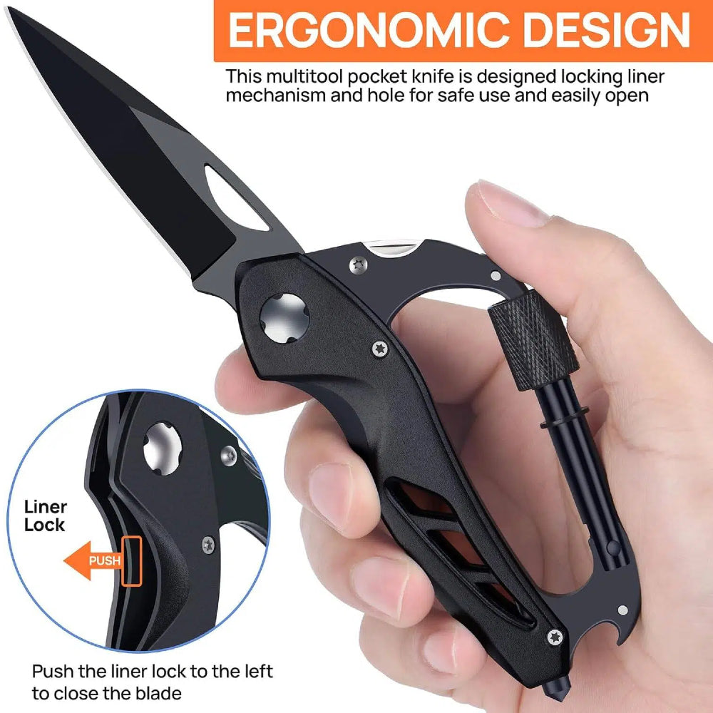 All-in-One Carabiner Multi Tool – Compact EDC Keychain with Knife & Screwdriver - Image 7
