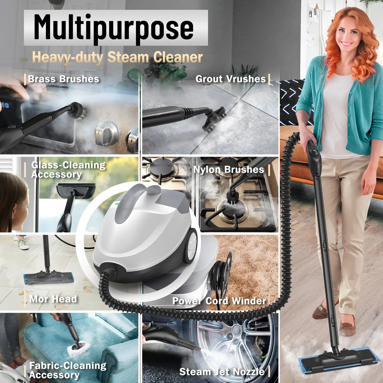 Upgrade Heavy Duty Steam Cleaner with 1.5L Tank - Image 11