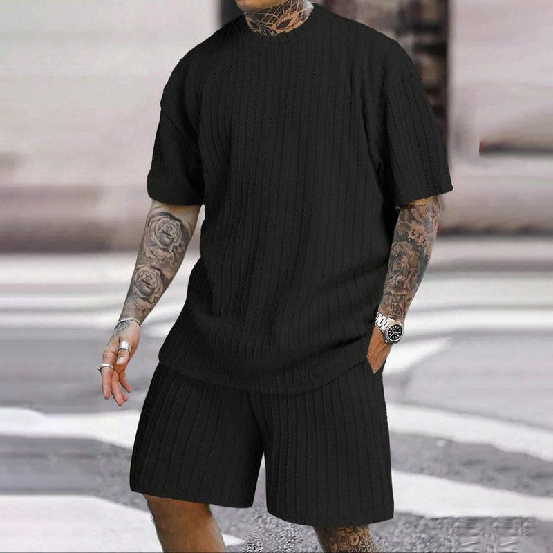 💕Men’s Summer 2-piece Set - Drop Shoulder T-shirt and Drawstring Shorts | Ultra-Breathable & Quick-Dry Fabric - Image 3