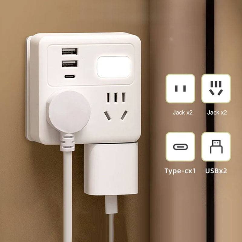 2 Pack Multi-Function Socket Converter with Night Light - Image 4