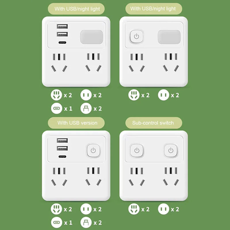 2 Pack Multi-Function Socket Converter with Night Light - Image 6
