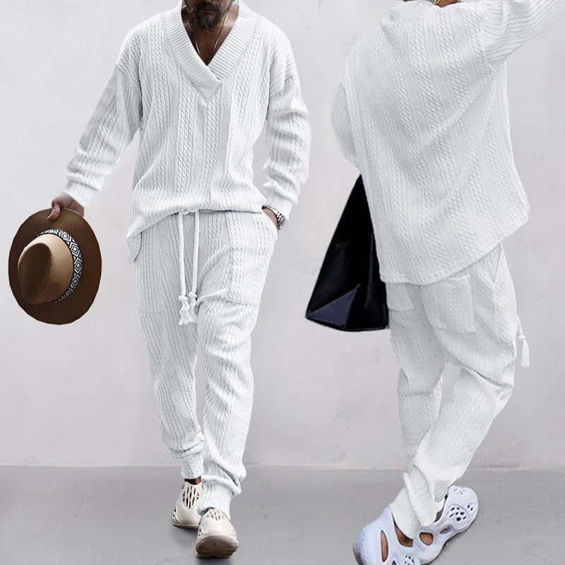 ⏳Time-limited Special⌛Men's 2-Piece V-Neck Baggy Sweatshirt & Joggers Set - Image 11