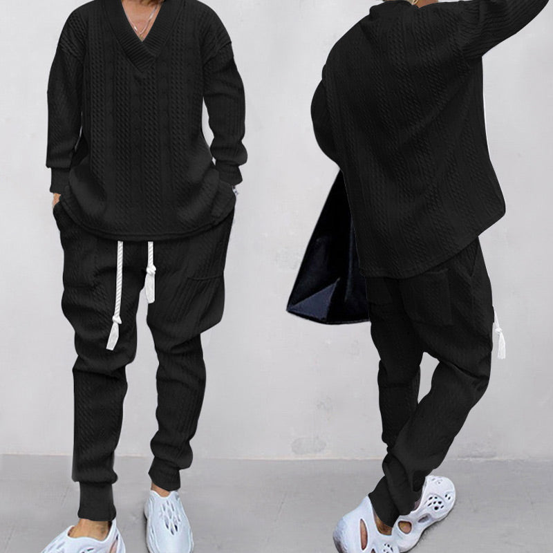 ⏳Time-limited Special⌛Men's 2-Piece V-Neck Baggy Sweatshirt & Joggers Set - Image 10