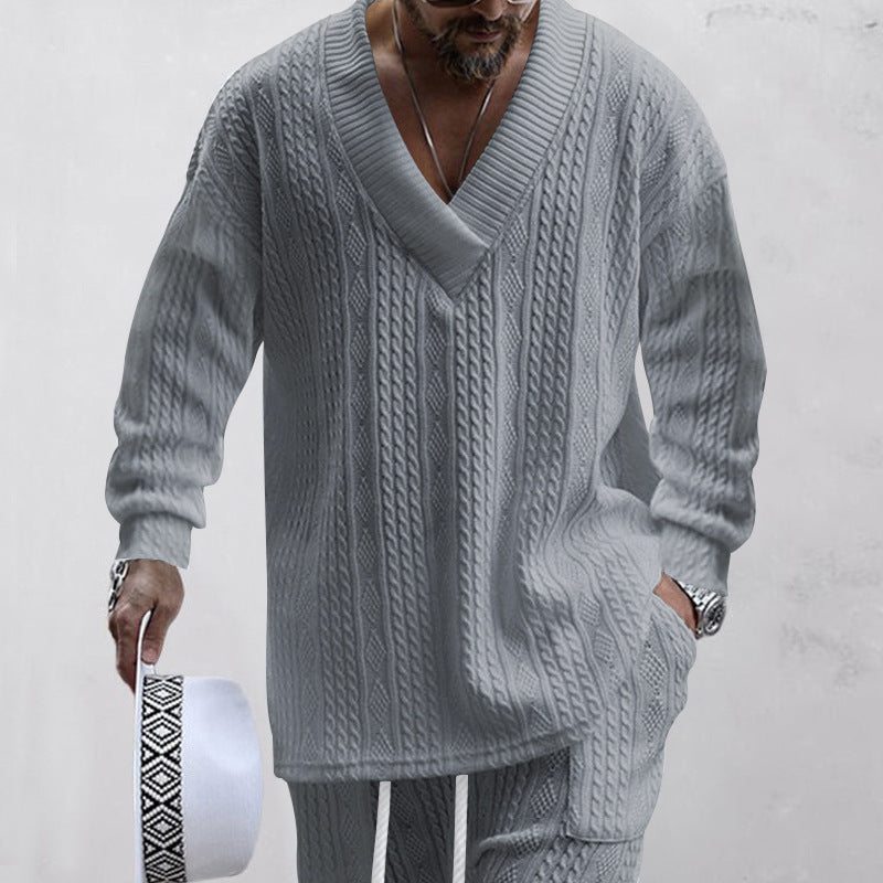 ⏳Time-limited Special⌛Men's 2-Piece V-Neck Baggy Sweatshirt & Joggers Set - Image 13