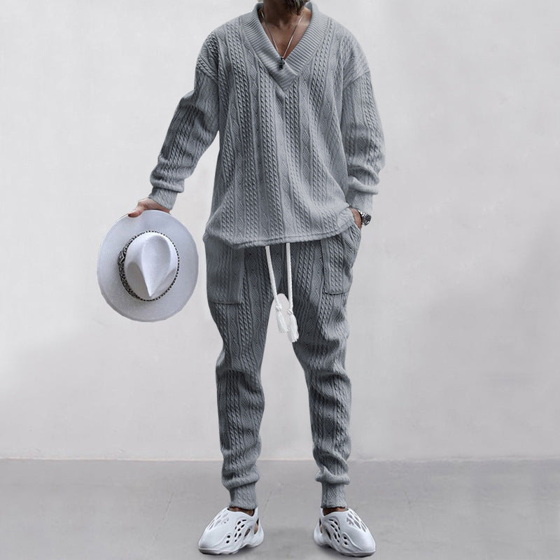 ⏳Time-limited Special⌛Men's 2-Piece V-Neck Baggy Sweatshirt & Joggers Set - Image 12