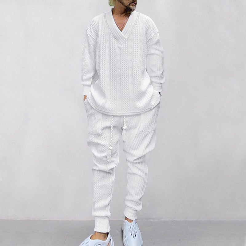 ⏳Time-limited Special⌛Men's 2-Piece V-Neck Baggy Sweatshirt & Joggers Set - Image 4