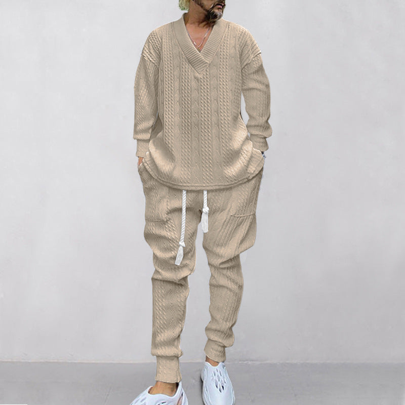 ⏳Time-limited Special⌛Men's 2-Piece V-Neck Baggy Sweatshirt & Joggers Set - Image 6