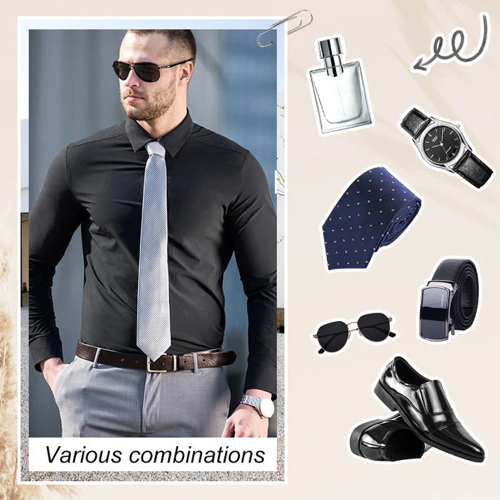 💼Men's Silky Wrinkle Resistant Solid Color Stretch Shirt - Image 3