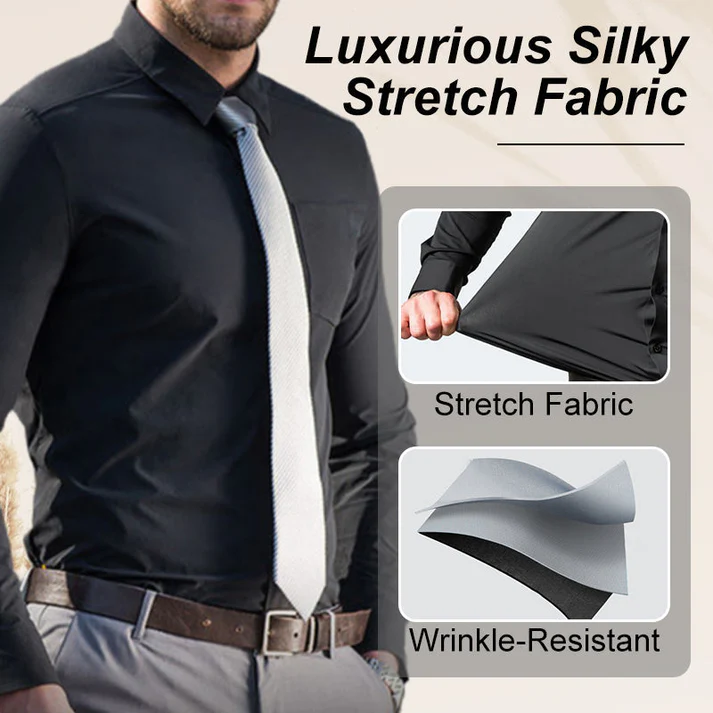 💼Men's Silky Wrinkle Resistant Solid Color Stretch Shirt - Image 4