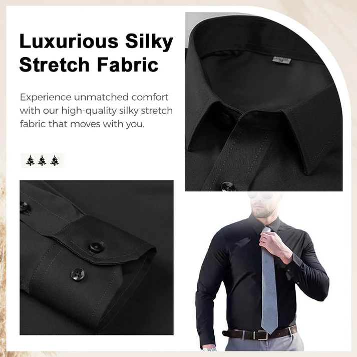 💼Men's Silky Wrinkle Resistant Solid Color Stretch Shirt - Image 5