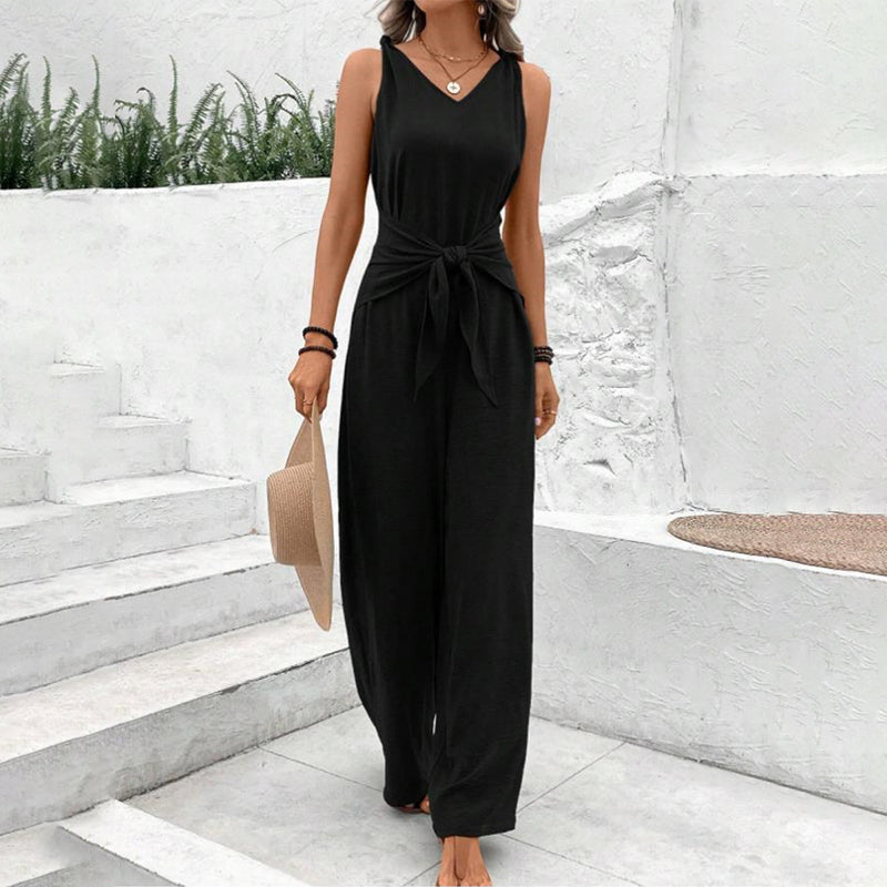 ⏳Time-Limited Special⏰Women's Solid Waist Tie Jumpsuit - Image 5