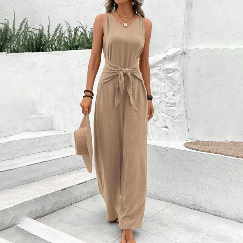 ⏳Time-Limited Special⏰Women's Solid Waist Tie Jumpsuit - Image 4
