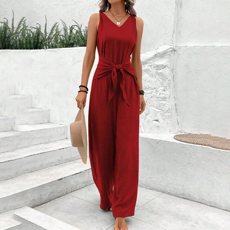 ⏳Time-Limited Special⏰Women's Solid Waist Tie Jumpsuit - Image 8